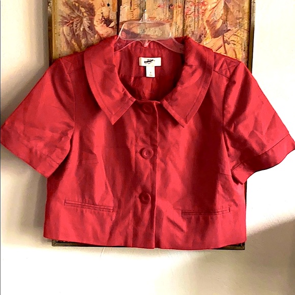 ANN TAYLOR LOFT BRIGHT RED SS CROP BLAZER JACKET 8 - Picture 1 of 13